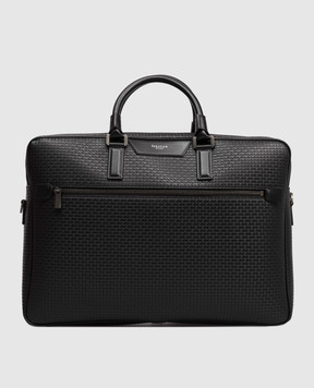 Serapian Black leather briefcase with monogram embossing SRSTSMLL596940FCG2