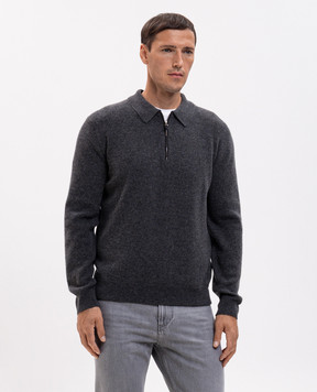 Canali Grey wool and cashmere jumper with polo collar MK02547C1237