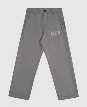 Off-White Children's gray pants with logo 44BCA009F5F001