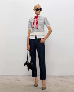 Thom Browne Ivory wool patterned top FKA529AY1007
