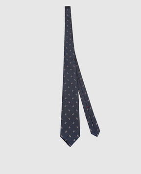 ISAIA Blue printed silk tie CRV007CV913