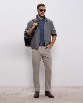 Brunello Cucinelli Blue polo with linen M2L00315