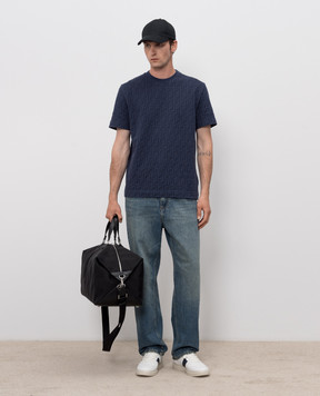 Fendi Blue T-shirt with woven pattern FY0936AUR1