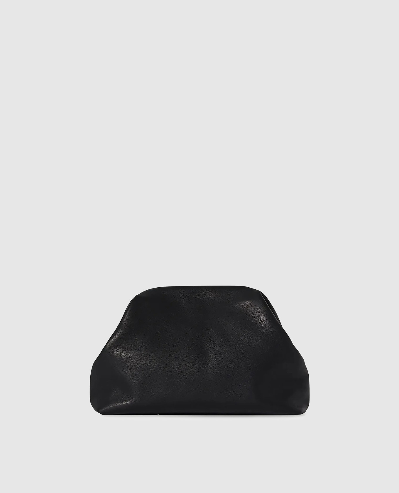 Black leather Mira clutch