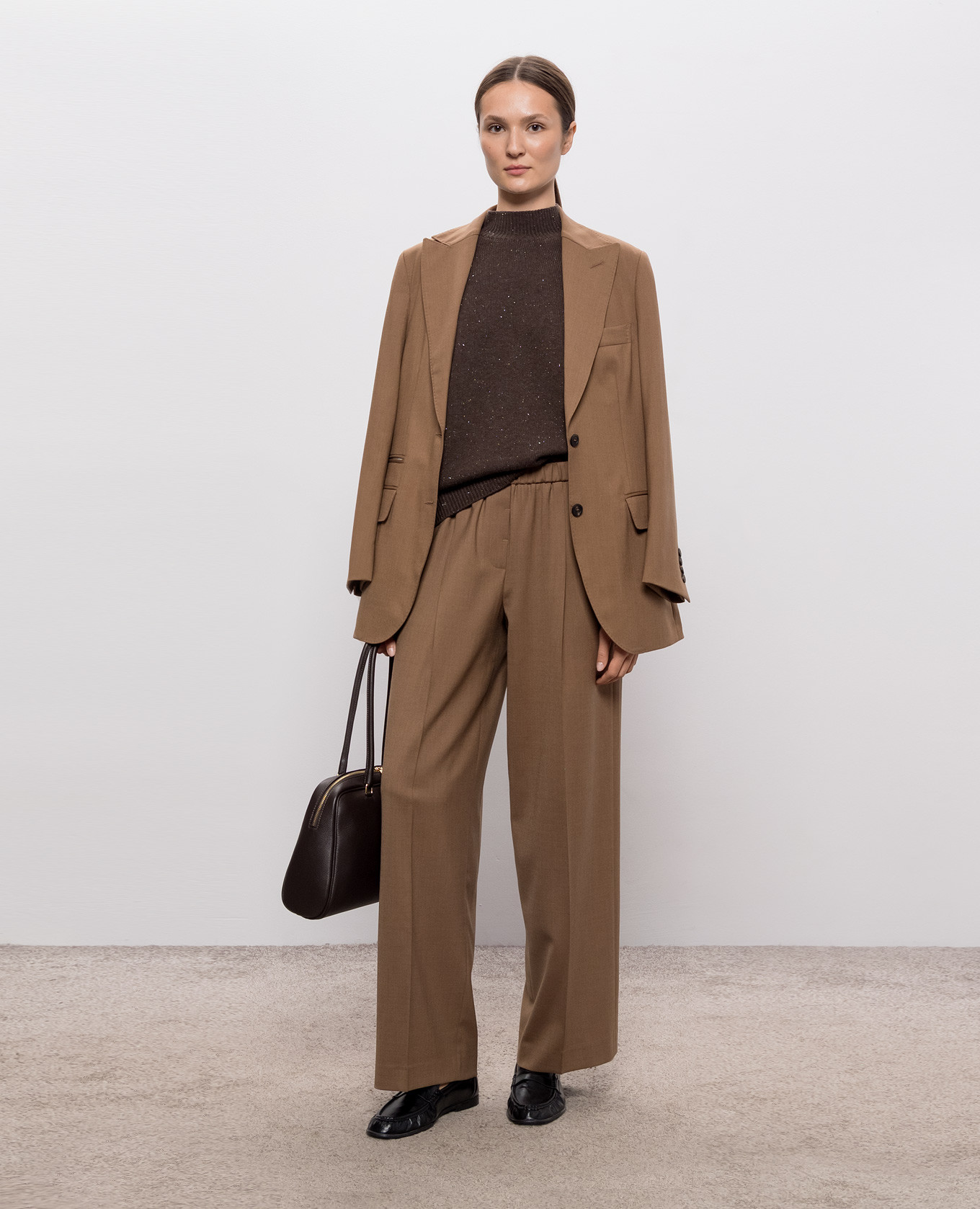 Brown wool and silk jumper Peserico 2