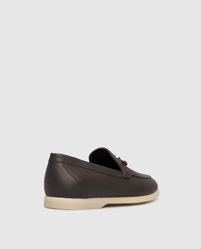Stefano Ricci Brown leather loafers with emblem UC64G2363MR