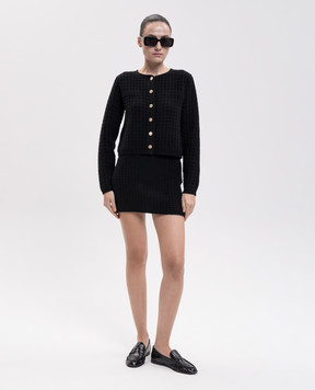 Allude Black wool and cashmere cardigan with textured pattern 26517113
