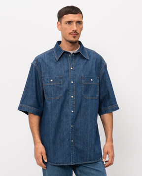 Dolce&Gabbana Blue denim shirt with metal plate G5OD3DG8OM1