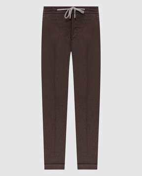 Marco Pescarolo Brown wool and cashmere trousers with lapels CARACCIOLO5429
