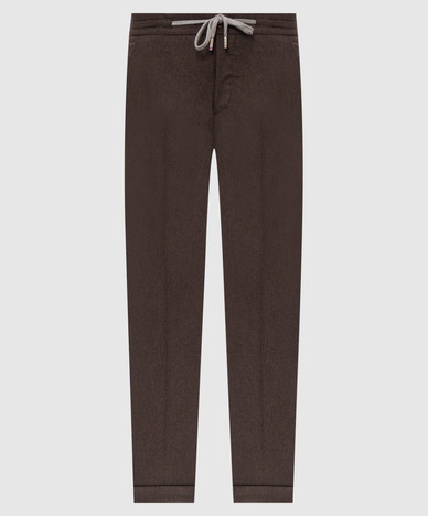 Brown wool and cashmere trousers with lapels