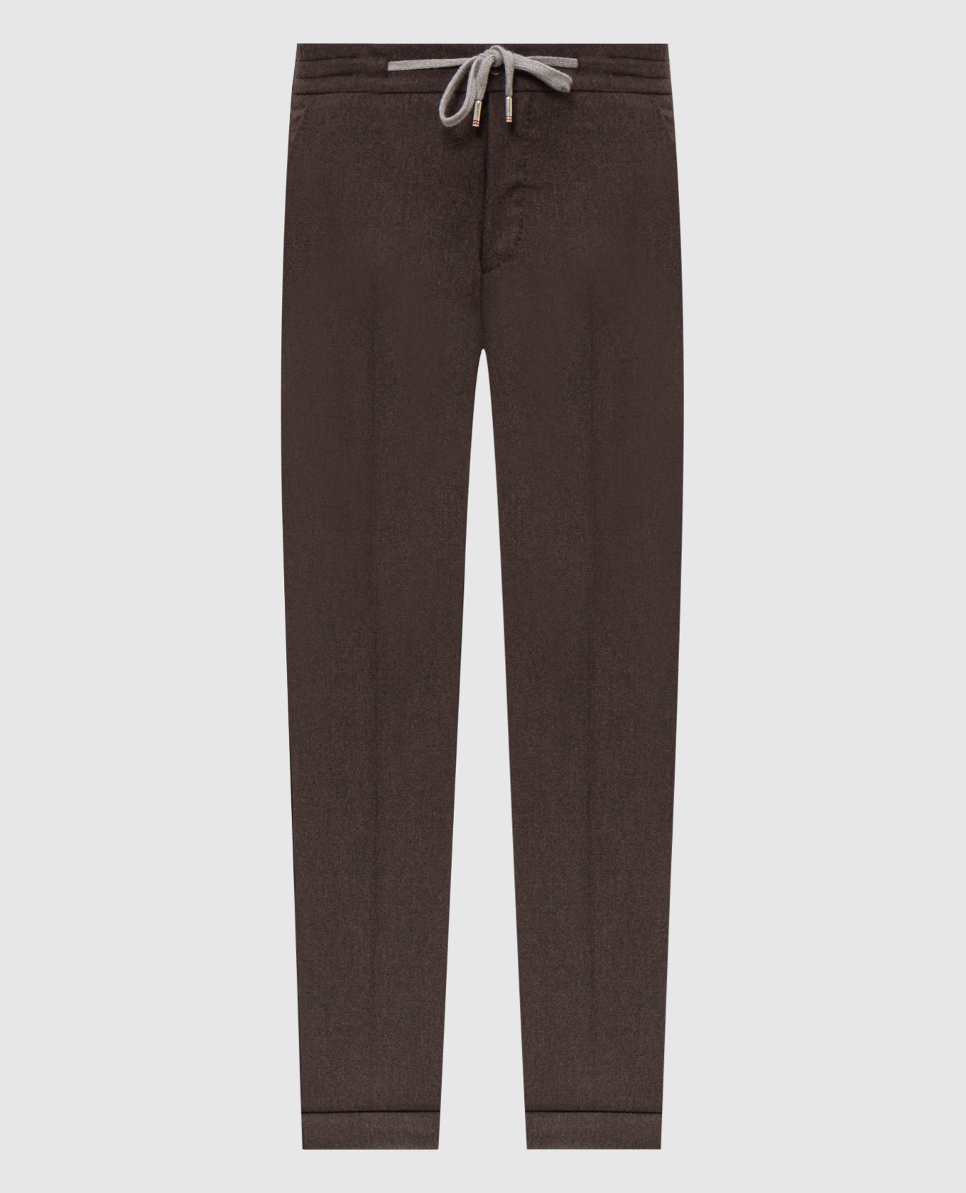 Brown wool and cashmere trousers with lapels
