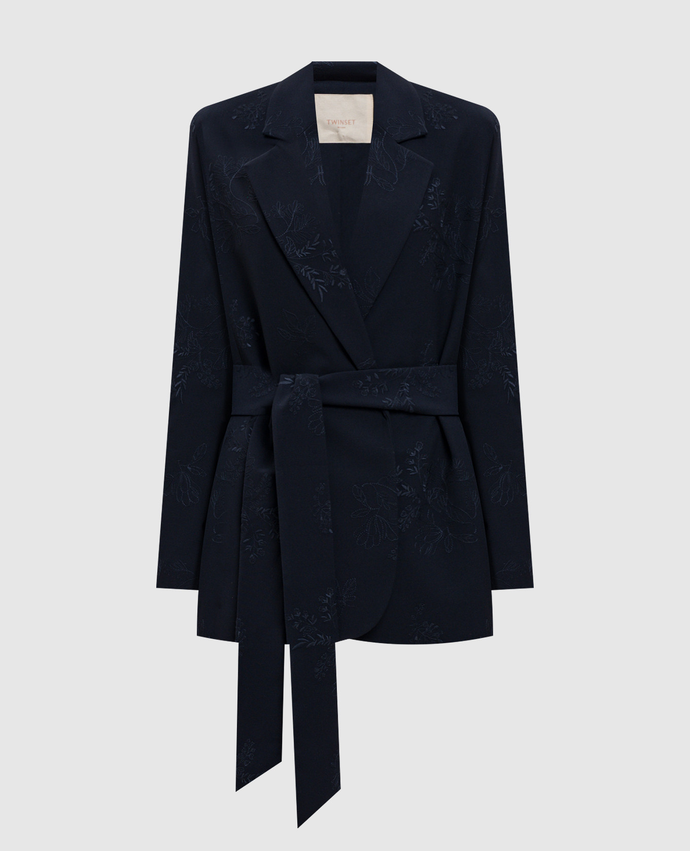 Blue puffer jacket with embroidery