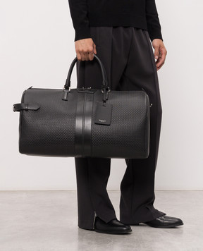 Serapian Black leather travel bag with logo SRSTSMTR739850ACG2