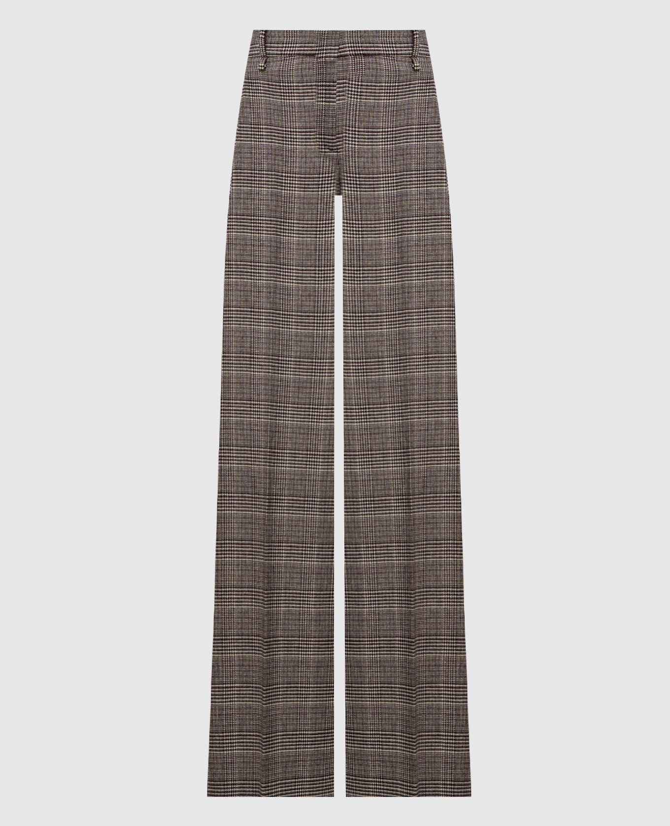 Flared checked wool trousers