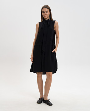 Ann Demeulemeester Rie black midi dress with polka dots B0013745FA713