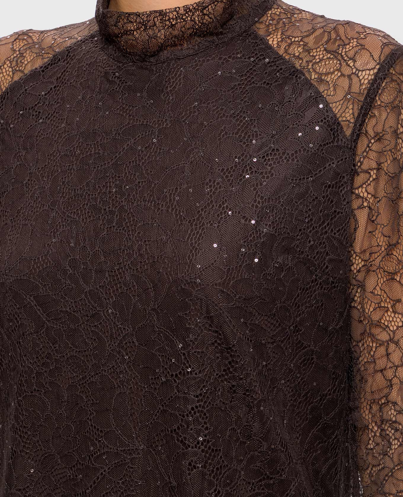 Brown dress with lace Twinset 5