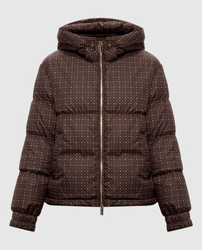 Be Florence Brown down jacket with branded print BE269
