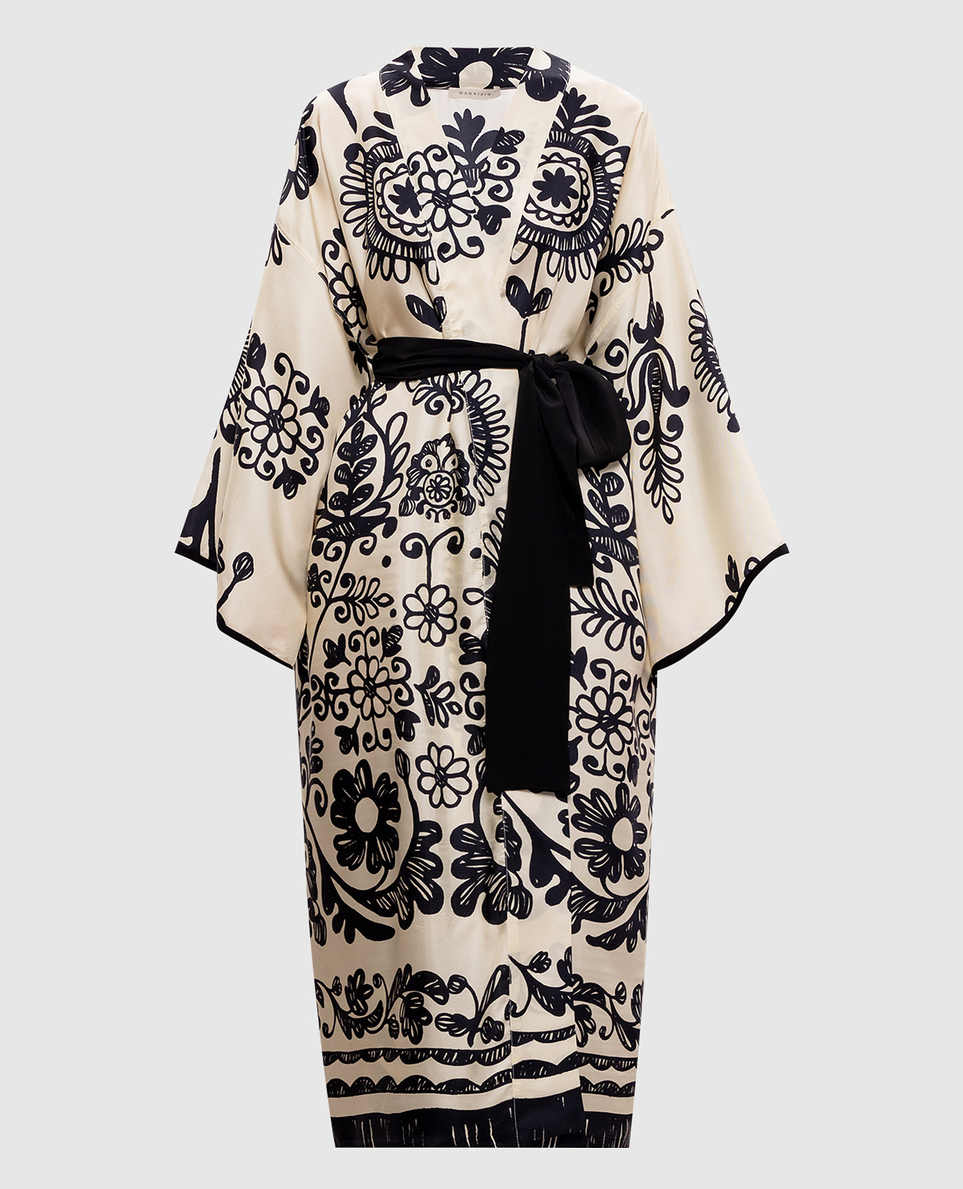 

Beige printed silk kimono dress Maurizio