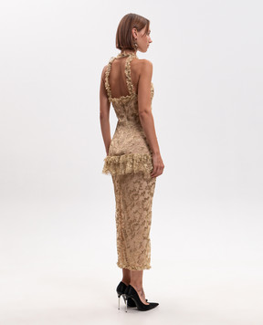 Alessandra Rich Golden lace midi dress FABX4402P4861