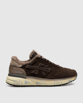 Premiata Brown suede Mick sneakers with fur MICK7898M