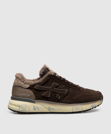 Bruine suède Mick sneakers met bont