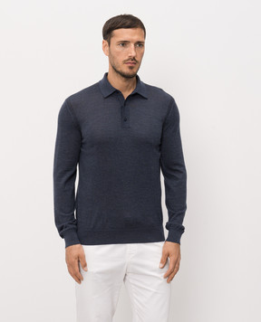 Stefano Ricci Blue cashmere and silk polo shirt K606125P03F26302