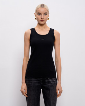 Dolce&Gabbana Black ribbed top with monogram F8V40ZGDDL8