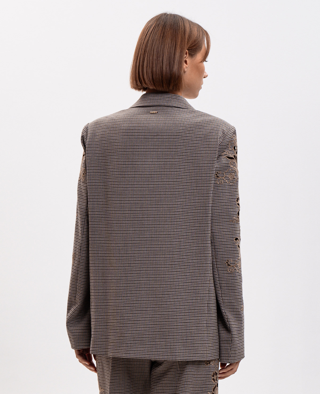 Brown double-breasted jacket with embroidery Twinset 4