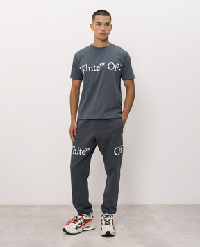 Off-White Blue T-shirt with contrast logo print 44MAA16MF26J00G