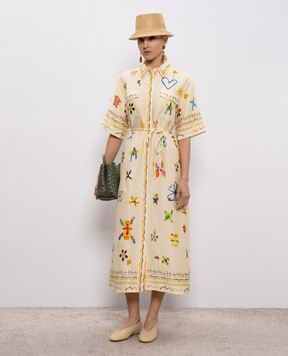 Alemais Sidi yellow linen shirt dress 6381D