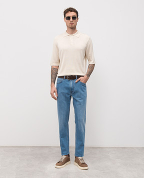 ISAIA Blue jeans with a worn effect PND005DJ125