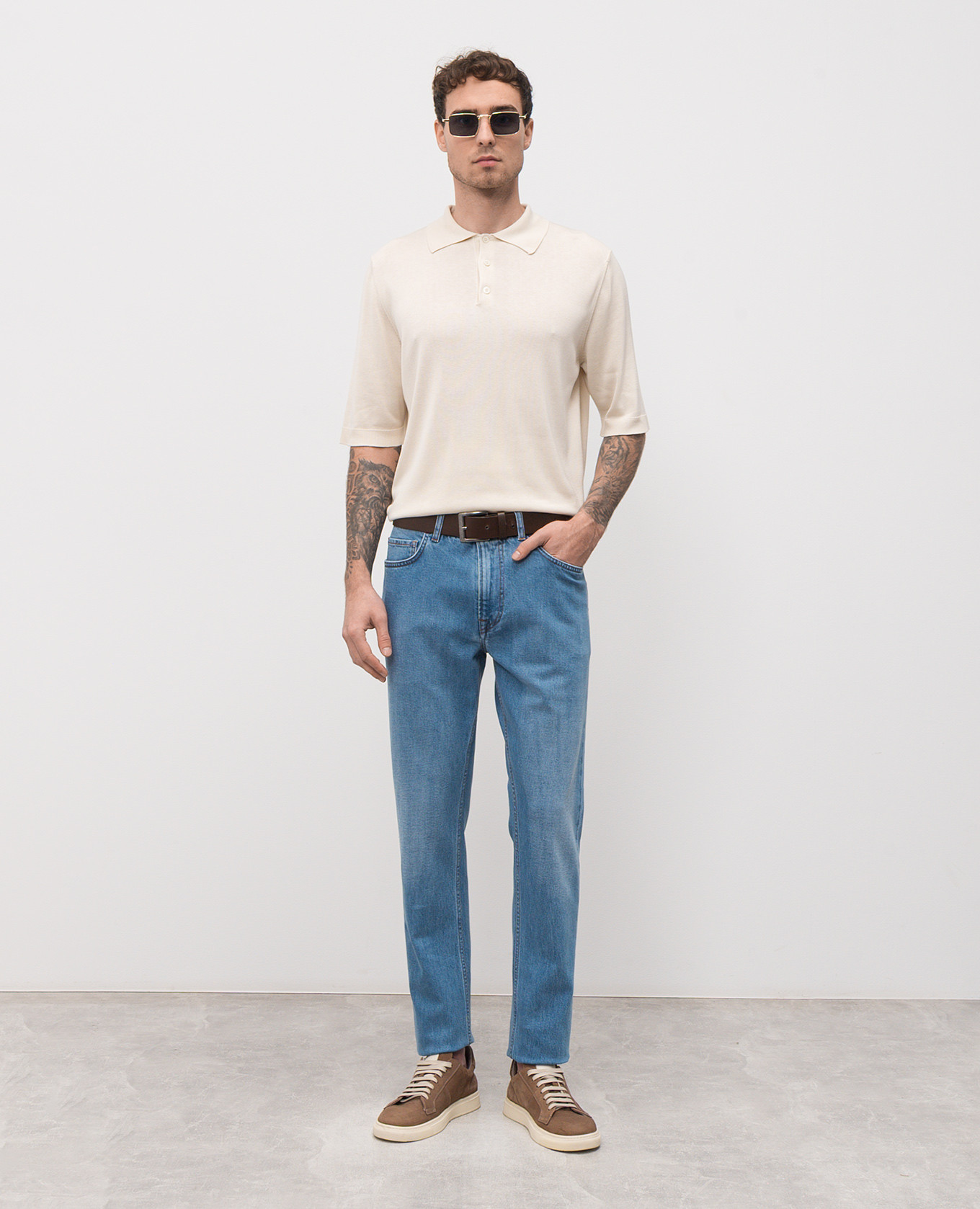 

Blue jeans with a worn effect ISAIA, Light blue