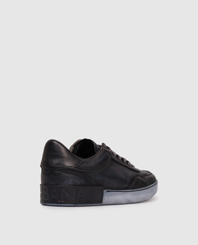 Dolce&Gabbana Portofino blue leather sneakers with logo CS2378AW467