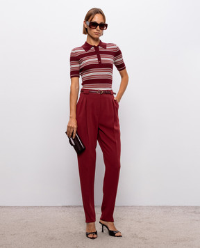 Max Mara TALLERO burgundy striped silk and wool top MSTTALLERO