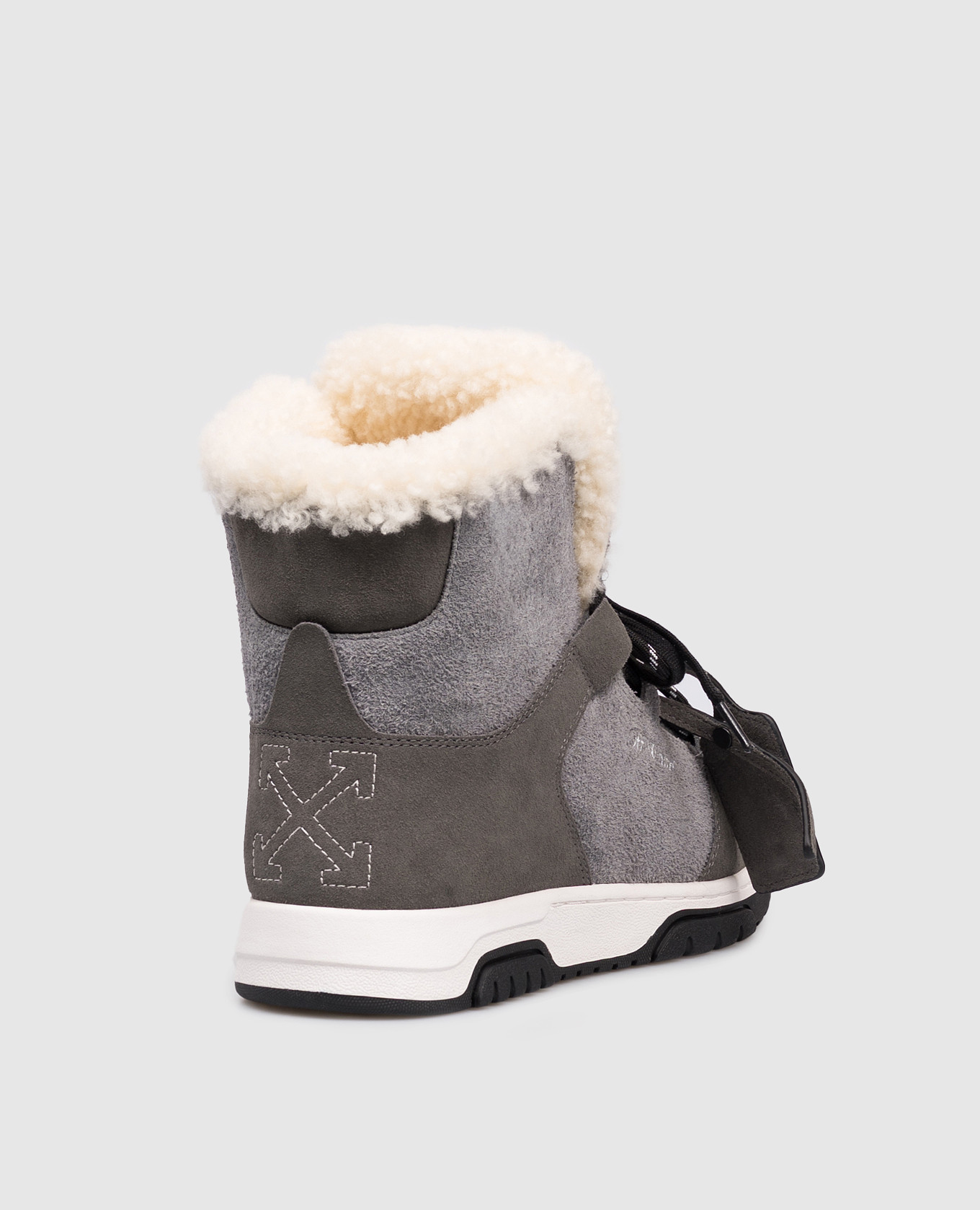 

Grey suede boots with fur and logo Off-White