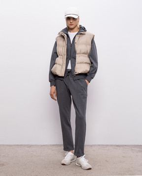 Brunello Cucinelli Beige down vest with monil chain MD5987612P
