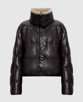 Brunello Cucinelli Brown leather down jacket MPCTN7552