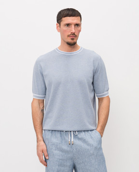 Peserico Blue t-shirt with piping R59495F149173T