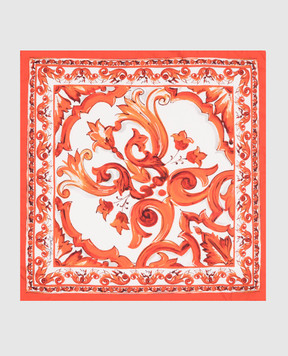 Dolce&Gabbana White silk scarf with branded print FN093RGDAOY