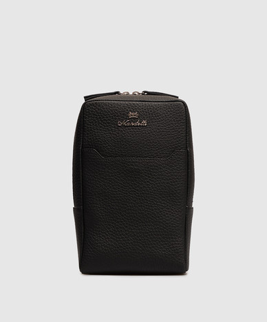 Black leather sling bag