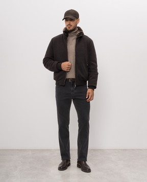 MooRER BELLATI brown down jacket made of wool and cashmere with fur BELLATIMRW