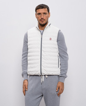 Brunello Cucinelli White down vest with embroidered emblem MM49A7460G