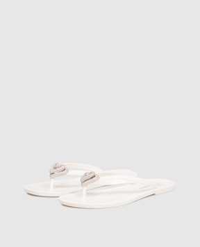 Mach&Mach Double Heart white flip flops S088805GUM