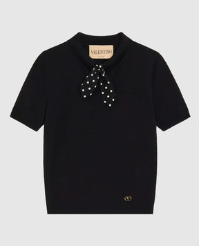 Valentino Black top with wool 9B3KC75JAF6