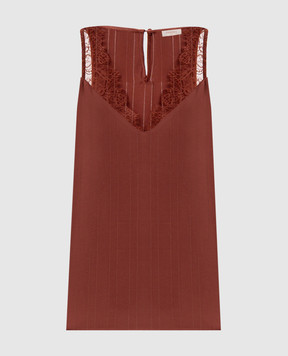 Twinset Brown top with lace 262TP2124