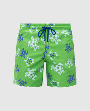Vilebrequin Soccer Turtles Green Swim Shorts MOOEB135