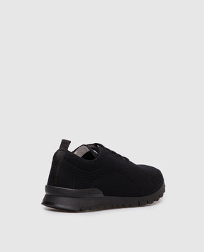 Kiton Black sneakers with contrast logo embroidery USSFITBN00847