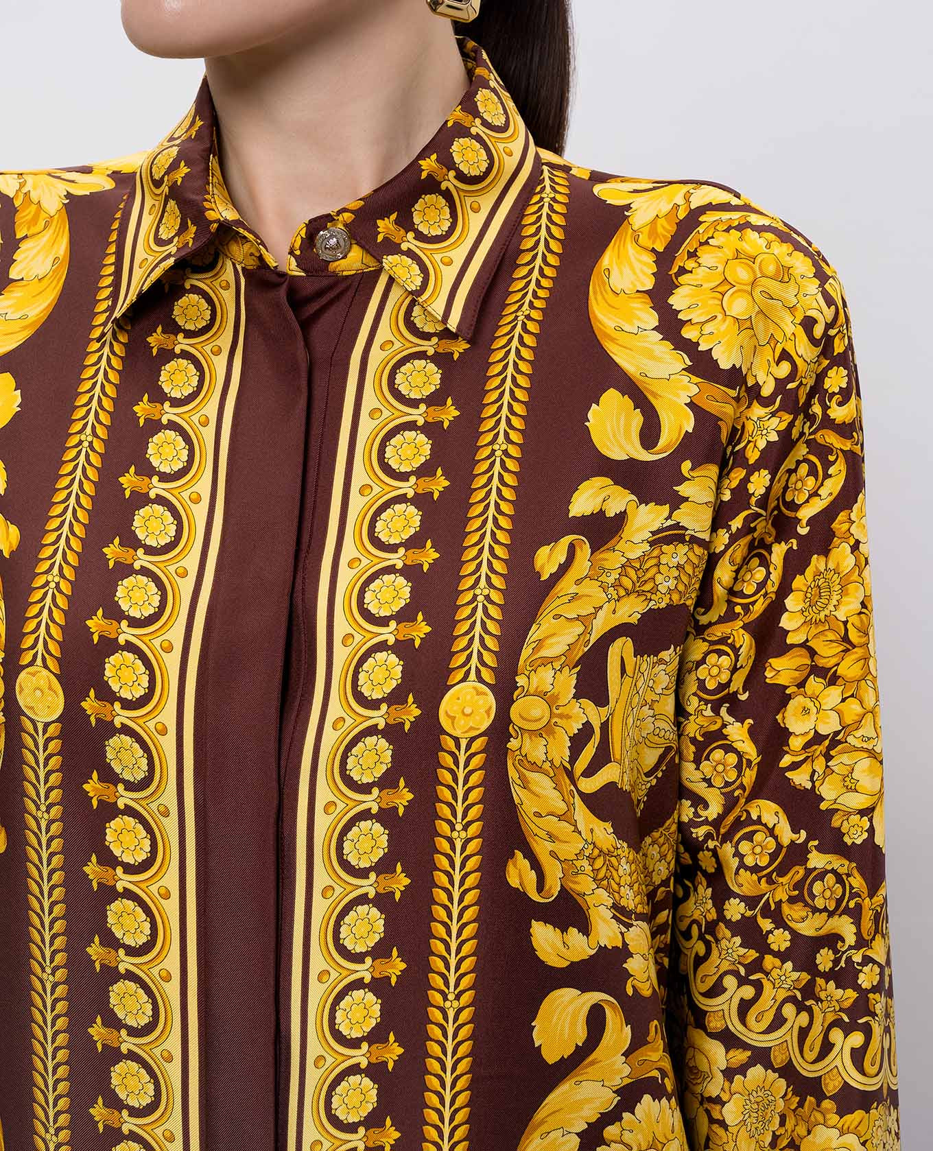 

Brown silk blouse Barocco Versace