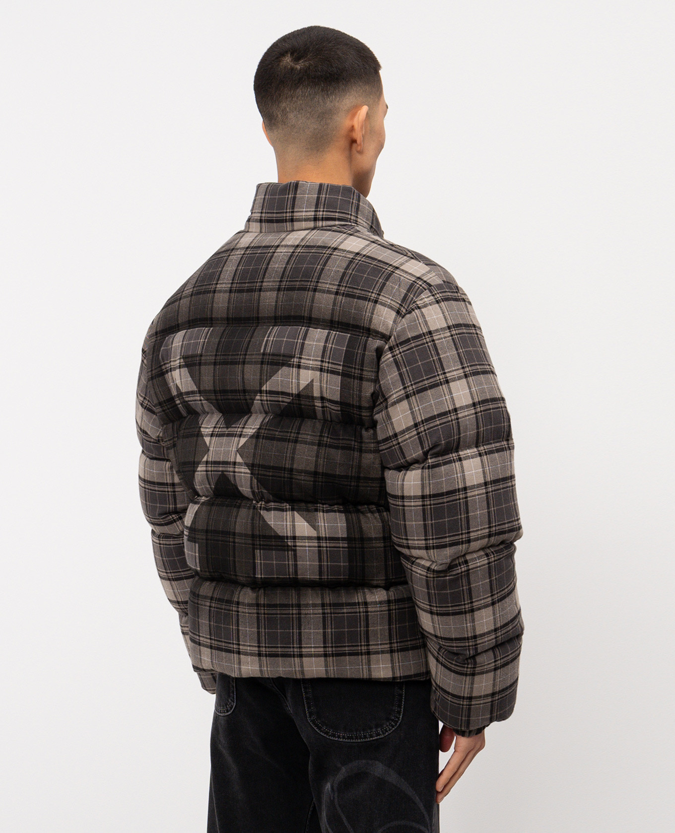 

Gray checked down jacket with logo Off-White, Grey
