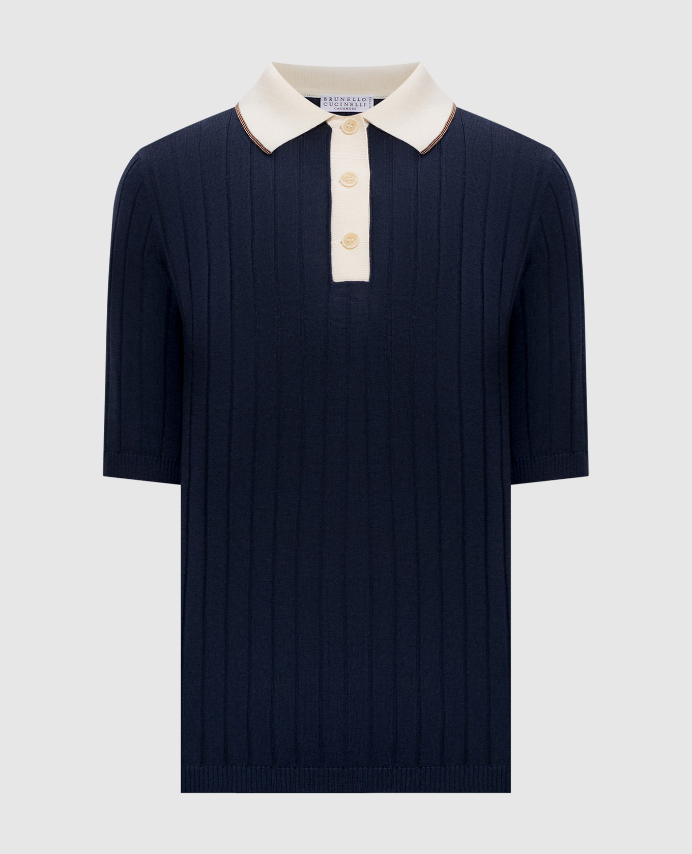 

Blue wool top with polo collar Brunello Cucinelli